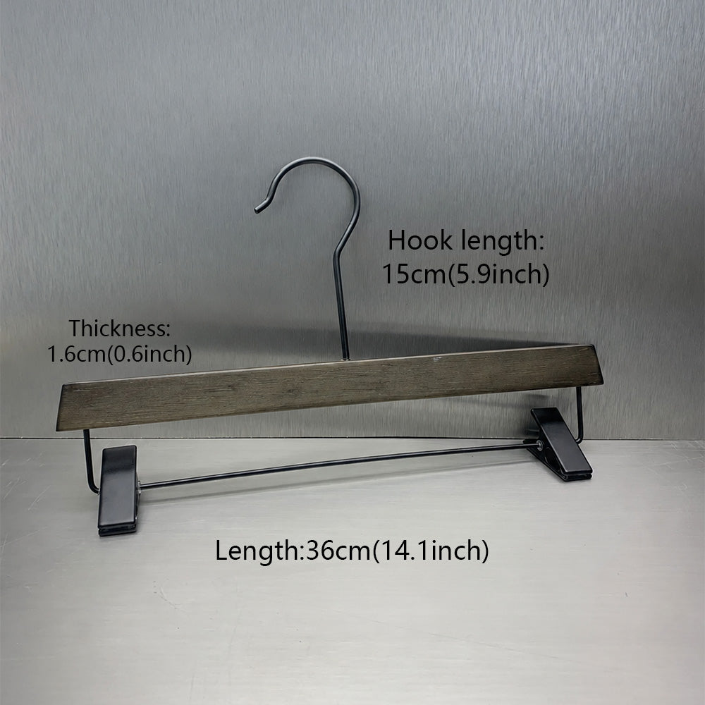 Custom Black Rubber Wood Hangers with Clips for Suits & Pants