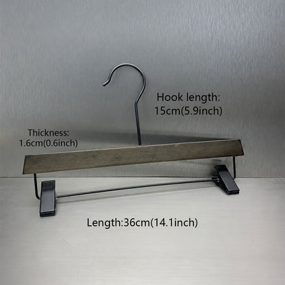 Custom Black Rubber Wood Hangers with Clips for Suits & Pants