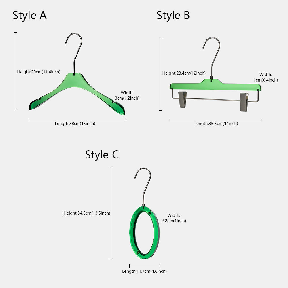 Custom Green Acrylic Hangers with Logo | Wholesale Clothing Hangers