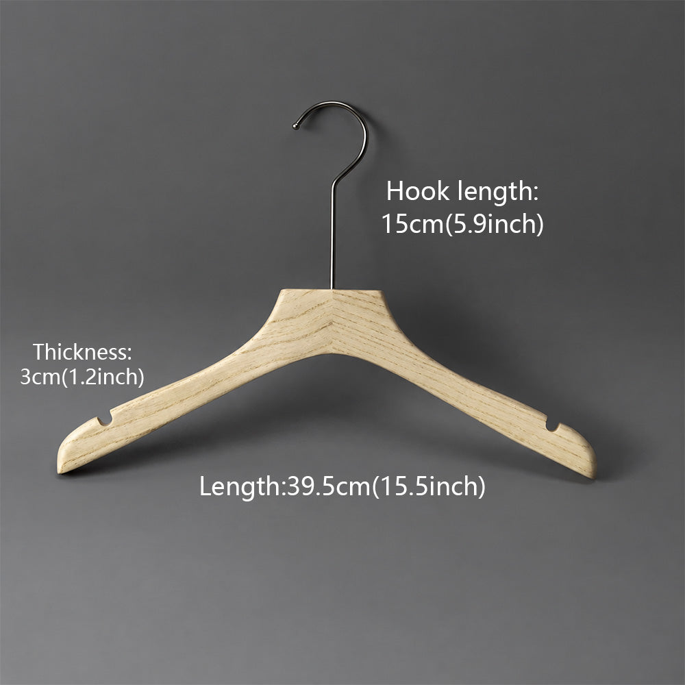 Custom Ash Wood Women’s Clothes & Pants Hangers with Clips Wholesale
