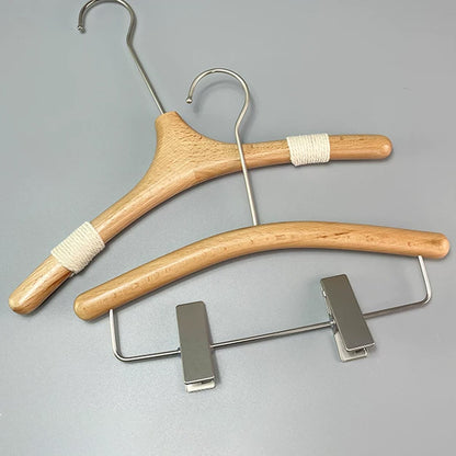 Kids Wooden Clothes Hangers and Adjustable Clip Pants Hanger