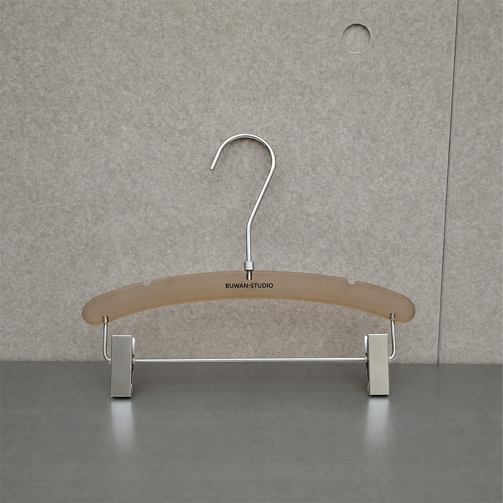 Custom Frosted Brown Acrylic Hangers with Logo for Boutiques & Retail Stores
