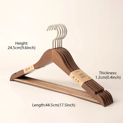 Solid Wood Clothes Hangers with Pants Bar and Shoulder Notches