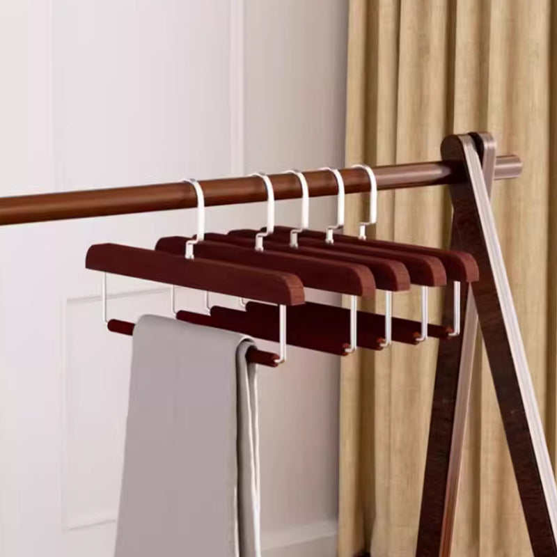 Luxury Wood Trouser Hanger - Velvet Anti-Slip Pants Rack for Wrinkle-Free Garment Care