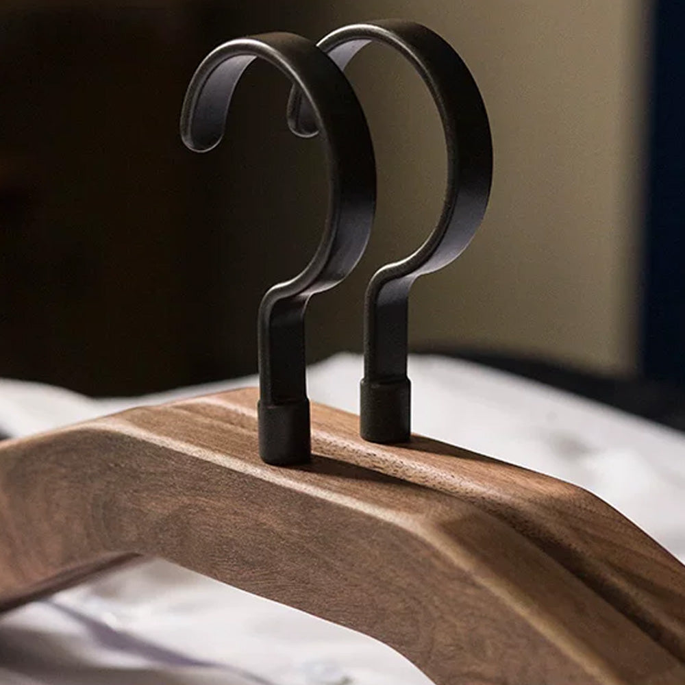 Solid Black Walnut Wooden Hangers for Suits, Pants, Scarves & Handbags