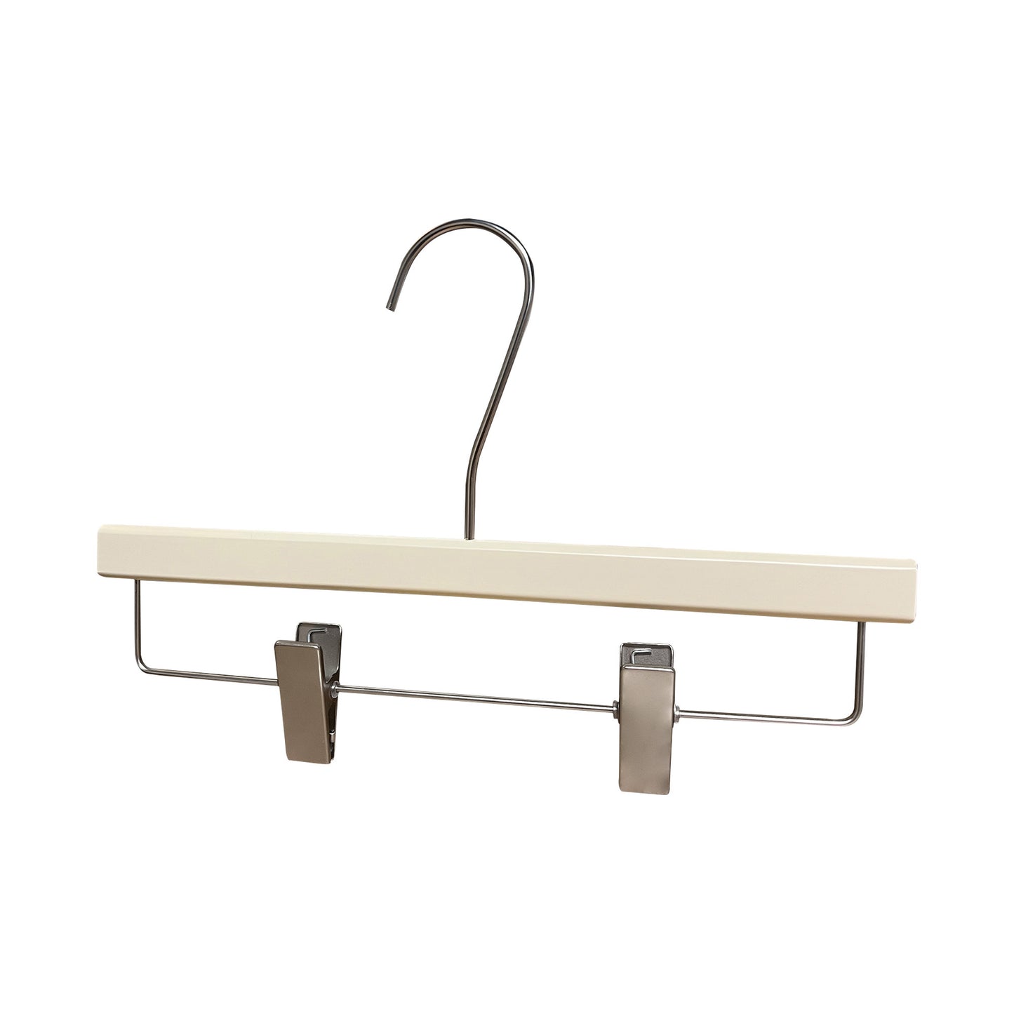 Solid Wood Clothes Hangers with Clips – White Wood Hangers for Suit, Coat & Dress