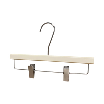 Solid Wood Clothes Hangers with Clips – White Wood Hangers for Suit, Coat & Dress