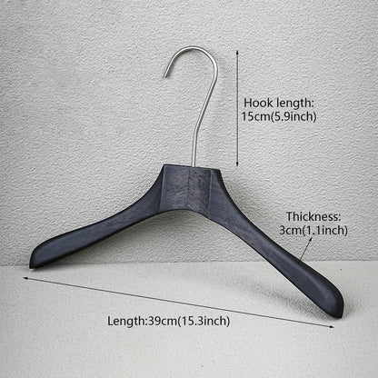 Custom Logo Black Oak Wooden Hangers with Clips for Boutique Stores