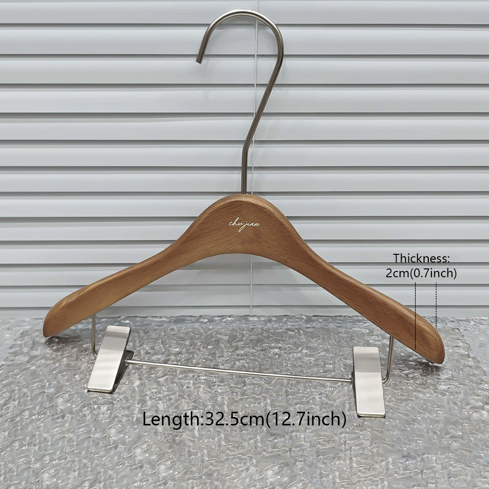 Walnut Oak Children's Hangers Set - Boutique Quality with Logo Customization