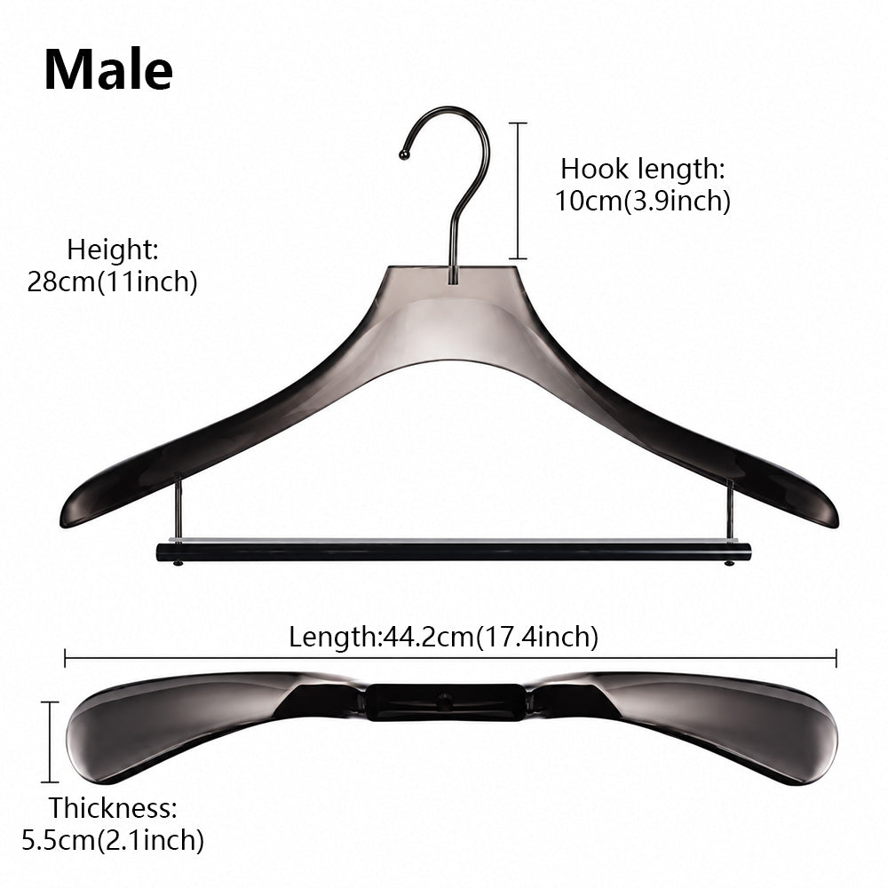 Smoke Gray Acrylic Suit Hanger with Non-Slip Pants Bar