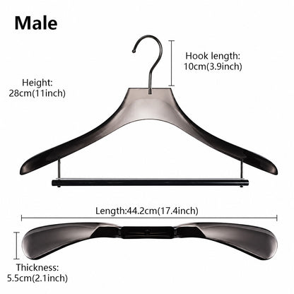 Smoke Gray Acrylic Suit Hanger with Non-Slip Pants Bar