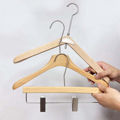 Premium Solid Beech Wood Hangers – Lacquered Coat, Pants & Suit Hangers for Closet Organization