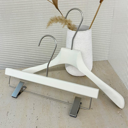 Solid Oak Wooden Hangers for Women with Adjustable Clips & 360° Swivel Hook