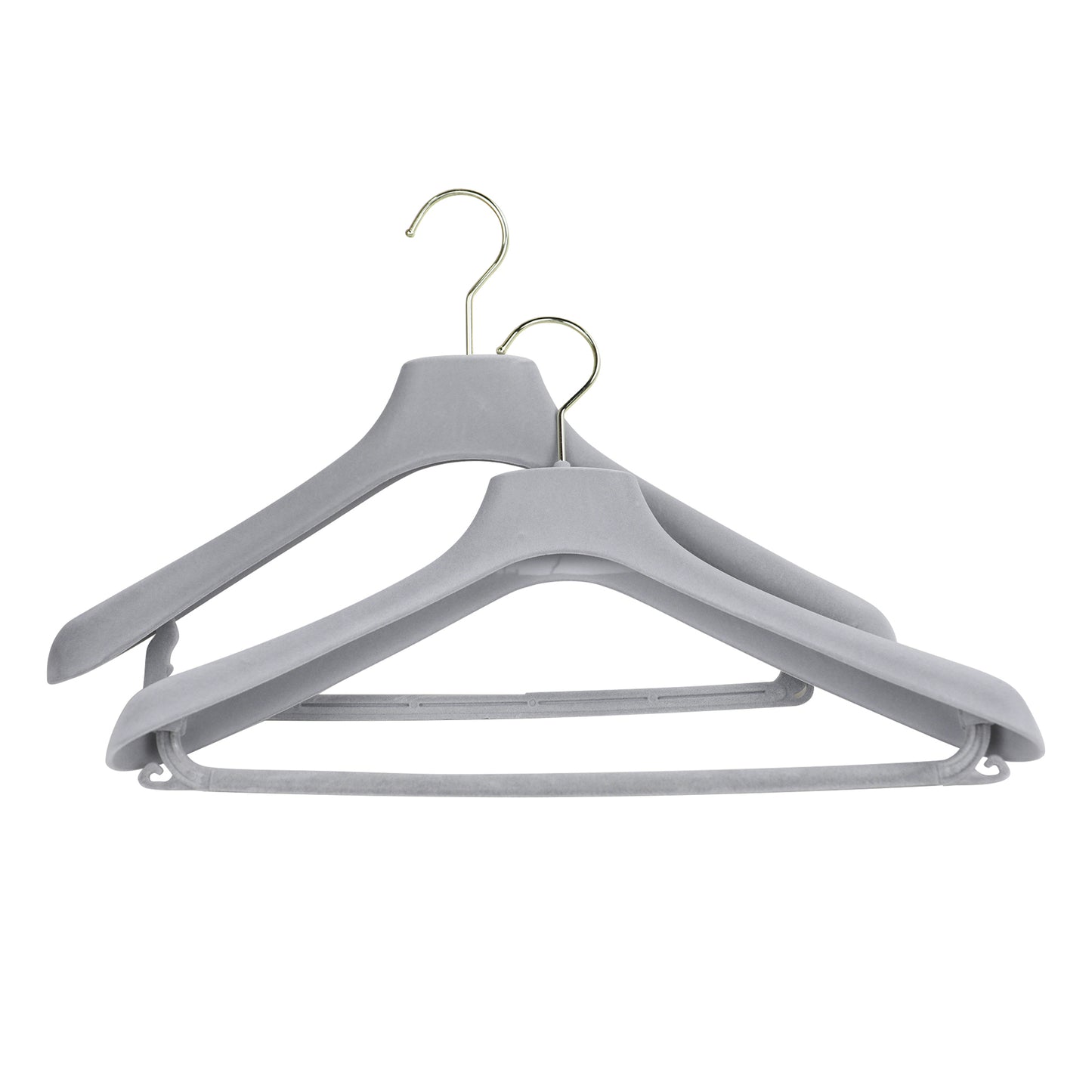 Premium Grey Velvet Suit Hangers with Pants Clips | Non-Slip Coat & Bridal Rack