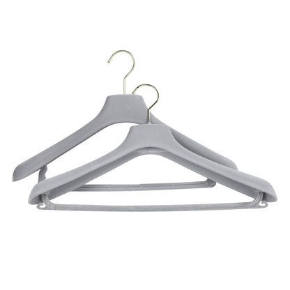 Premium Grey Velvet Suit Hangers with Pants Clips | Non-Slip Coat & Bridal Rack