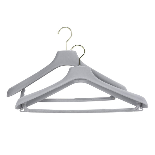 Premium Grey Velvet Suit Hangers with Pants Clips | Non-Slip Coat & Bridal Rack