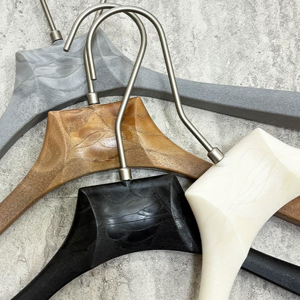 Custom ABS Wood Grain Resin Hangers with Clips for Boutique Stores