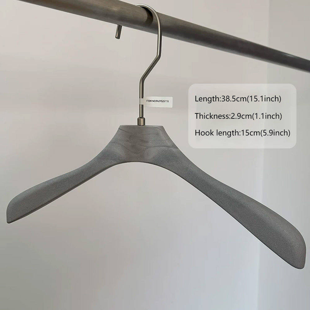 Gray Wood Grain Resin Suit Hangers with Custom Logo for Retail Display