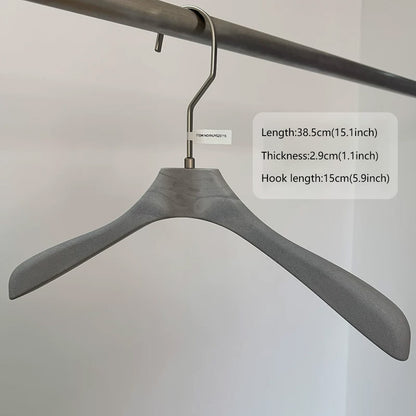 Gray Wood Grain Resin Suit Hangers with Custom Logo for Retail Display