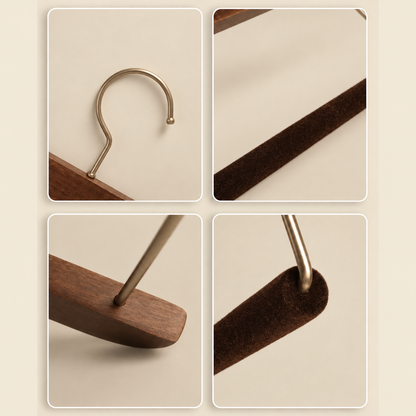 Solid Wood Pants Hanger with Non-Slip Flocked Bar & 360° Swivel Hook