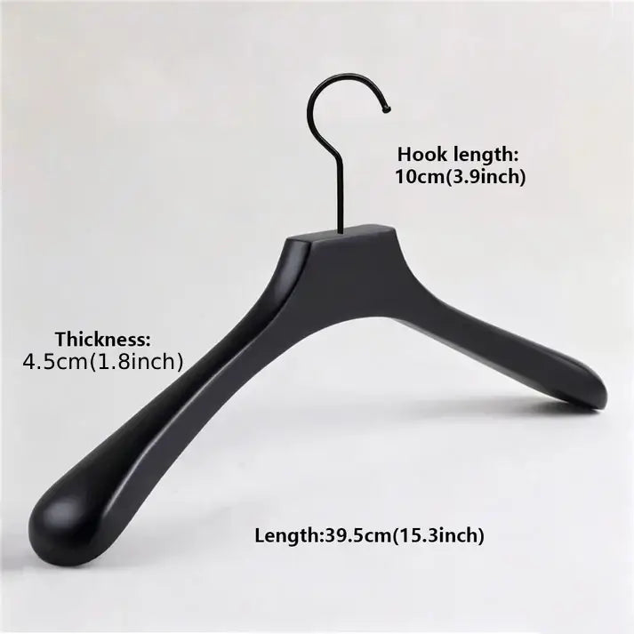 Black Wood Hangers | Non-Slip Solid Wooden Coat & Pants Garment Hanger Set