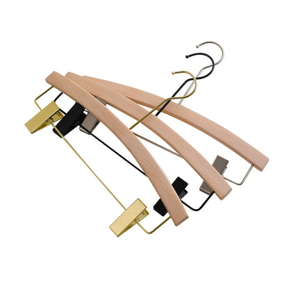 Wood Hanger Pants Clips for Women | Long Hook | No-Mark | Gold Silver Black