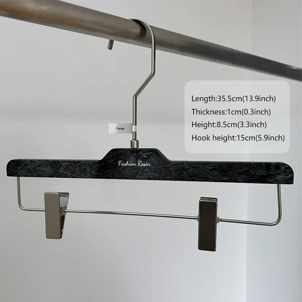 Wood Grain Resin Hangers for Pants – Non-Slip Metal Clips, Heavy Duty ABS