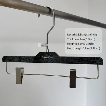 Wood Grain Resin Hangers for Pants – Non-Slip Metal Clips, Heavy Duty ABS
