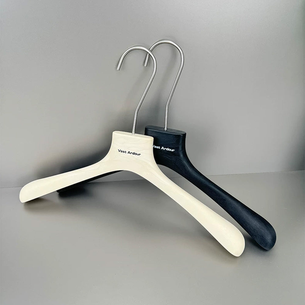 Wood Grain Resin Hangers with Clips for Boutique Clothing Stores