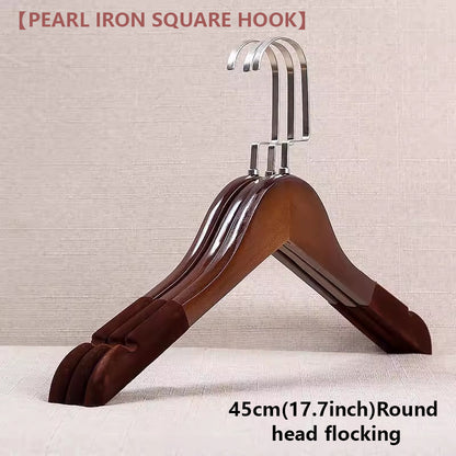 Premium Velvet Wood Hangers - Non-Slip Solid Wood Clothes Hangers for Boutique