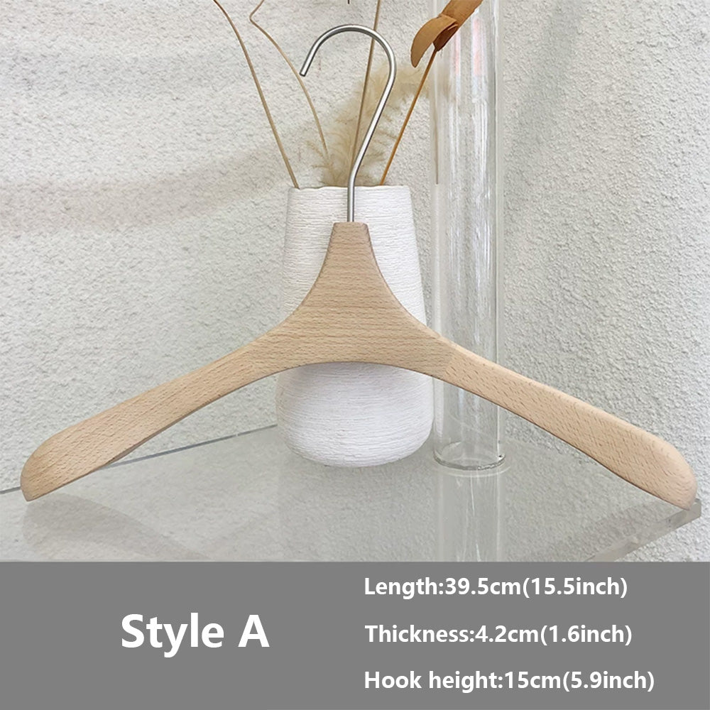 Wide Shoulder Beech Wood Hangers with Pants Bar – Natural Wood Suit Hangers