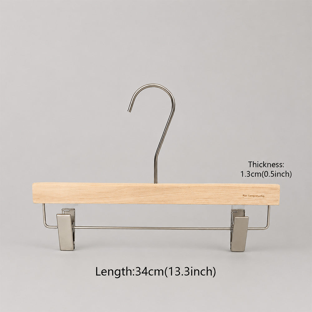 Natural Oak Wooden Suit & Pants Hangers with Clips | Custom Logo