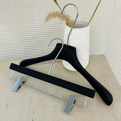 Solid Oak Wooden Hangers for Women with Adjustable Clips & 360° Swivel Hook