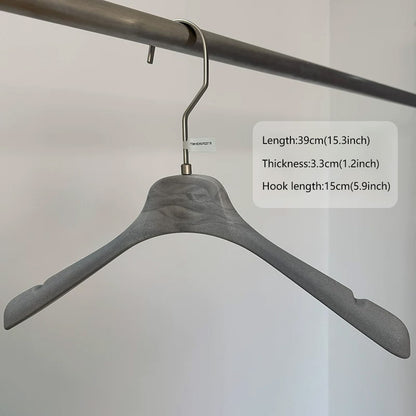 Gray Wood Grain Resin Suit Hangers with Custom Logo for Retail Display