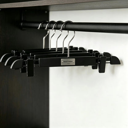 Matte Black Wooden Hangers, 50 Pack | Non-Slip Clothes & Pants Hangers