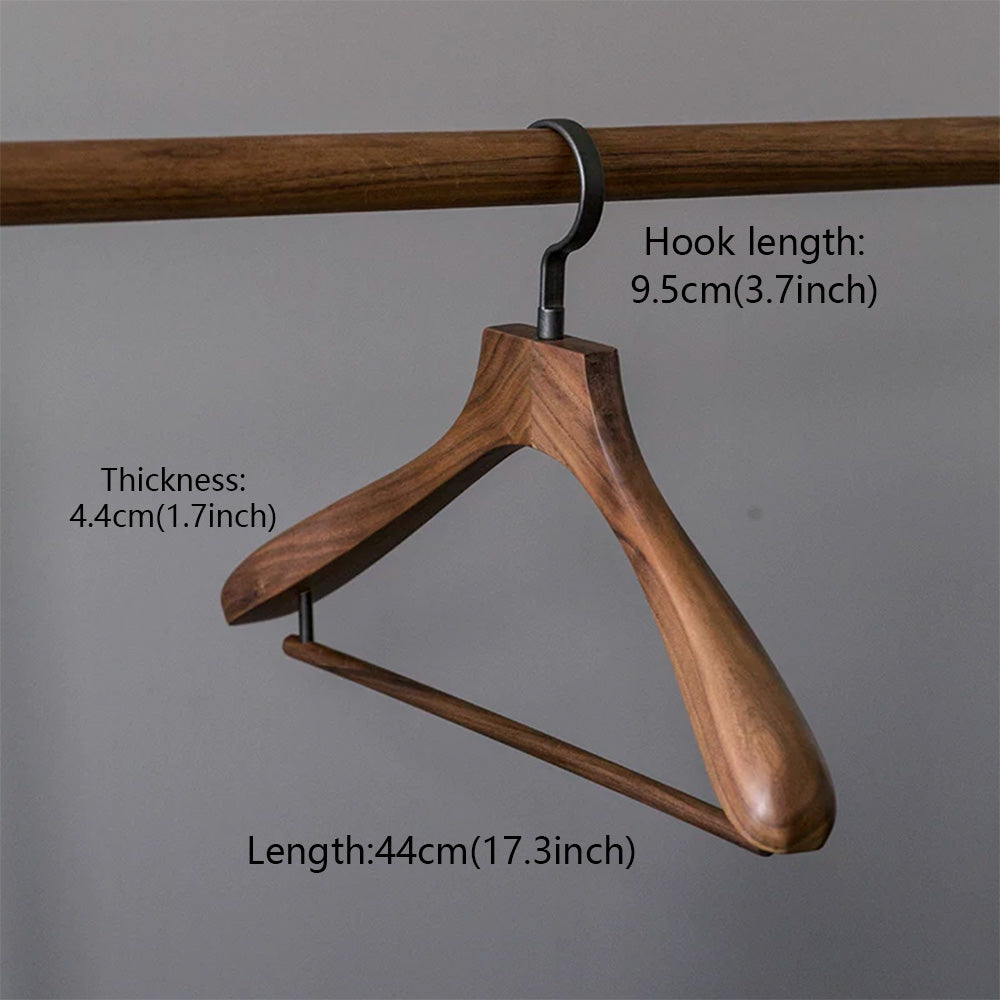 Solid Black Walnut Wooden Hangers for Suits, Pants, Scarves & Handbags