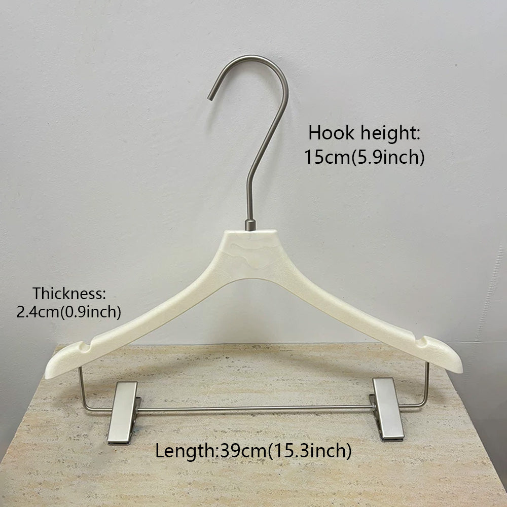 Wholesale Ivory ABS Resin Clothes Hangers with Custom Logo & Adjustable Clips