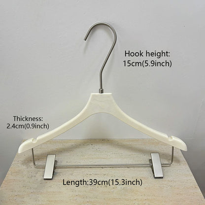 Wholesale Ivory ABS Resin Clothes Hangers with Custom Logo & Adjustable Clips