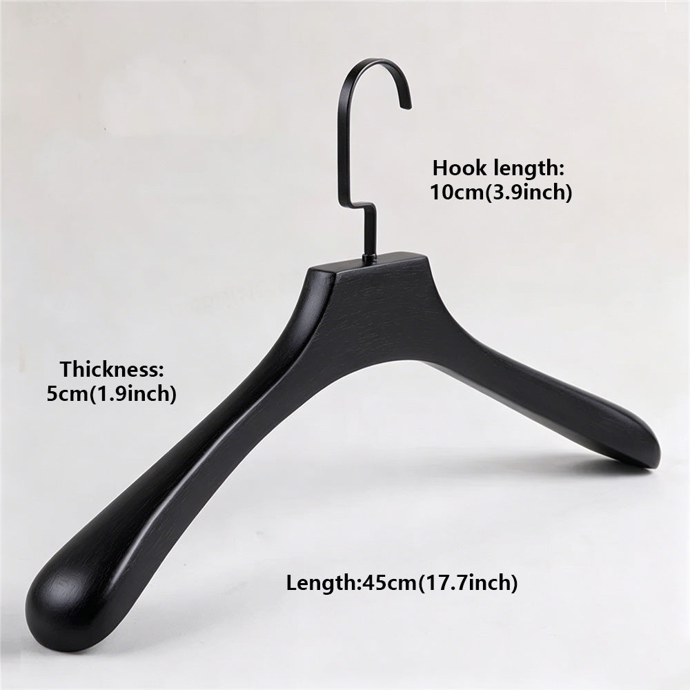 Black Wood Hangers | Non-Slip Solid Wooden Coat & Pants Garment Hanger Set