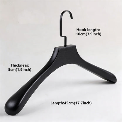 Black Wood Hangers | Non-Slip Solid Wooden Coat & Pants Garment Hanger Set
