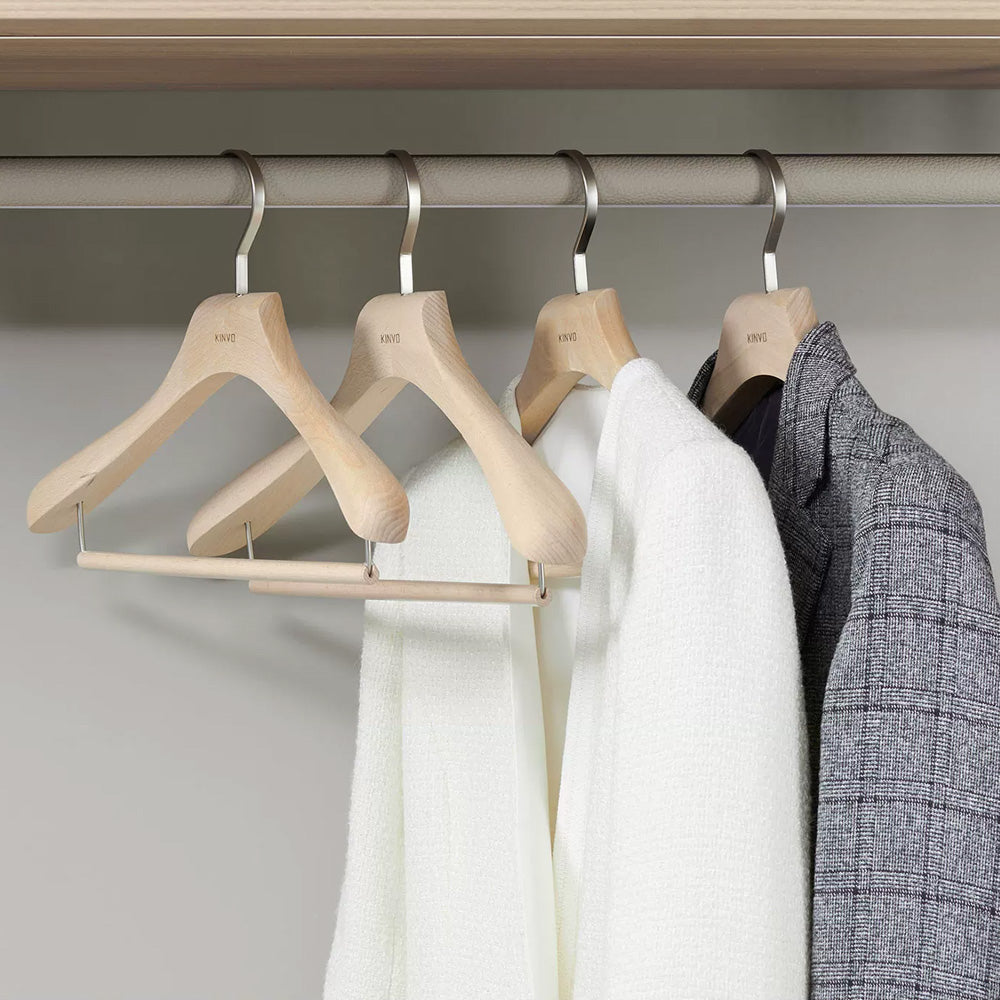 Solid European Beech Wood Hangers for Suits, Coats, Pants & Skirts