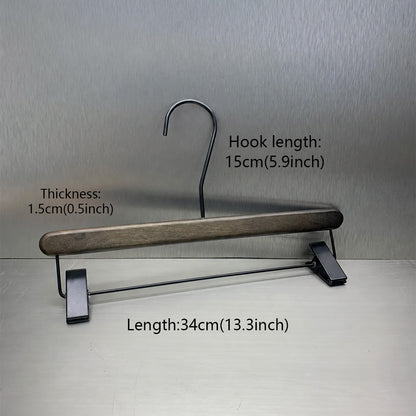 Custom Black Rubber Wood Hangers with Clips for Suits & Pants