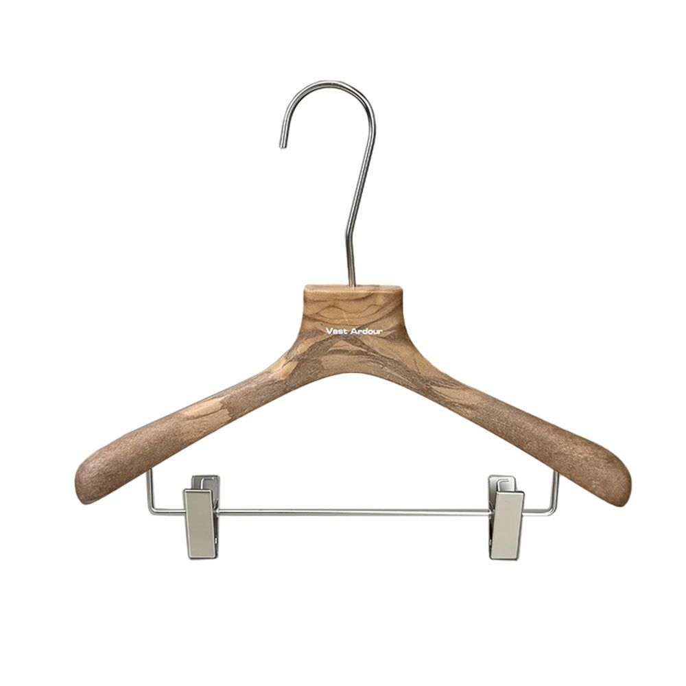 Wood Grain Resin Hangers with Clips for Boutique Clothing Stores
