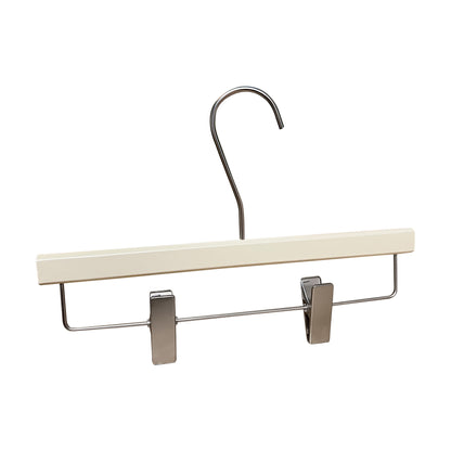 Solid Wood Clothes Hangers with Clips – White Wood Hangers for Suit, Coat & Dress