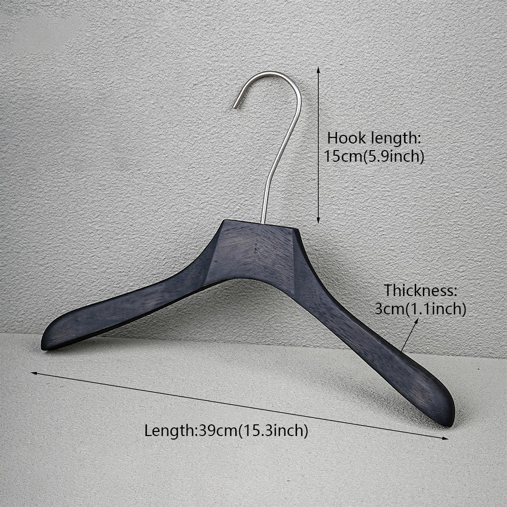 Custom Logo Black Oak Wooden Hangers with Clips for Boutique Stores