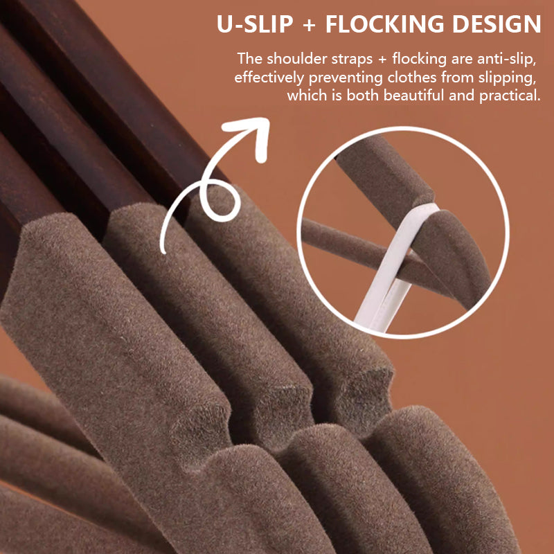 Premium Flocked Wooden Hangers - Non-Slip for Boutique & Home Closet Storage