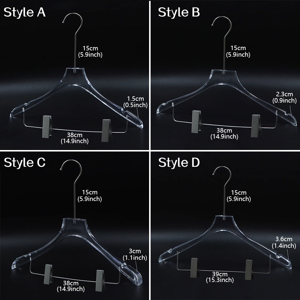 Clear Acrylic Suit Hanger with Clips - Premium Display for Complete Outfit & Pants, 50 PCS