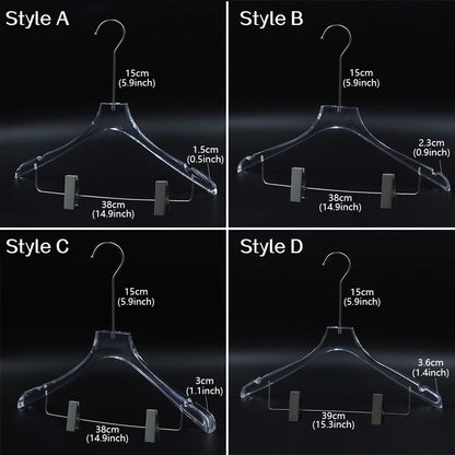 Clear Acrylic Suit Hanger with Clips - Premium Display for Complete Outfit & Pants, 50 PCS