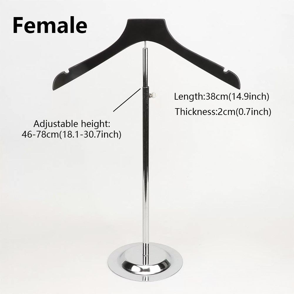 Adjustable Garment Display Stand with Wooden Hanger for Men, Women & Kids
