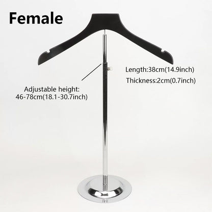 Adjustable Garment Display Stand with Wooden Hanger for Men, Women & Kids